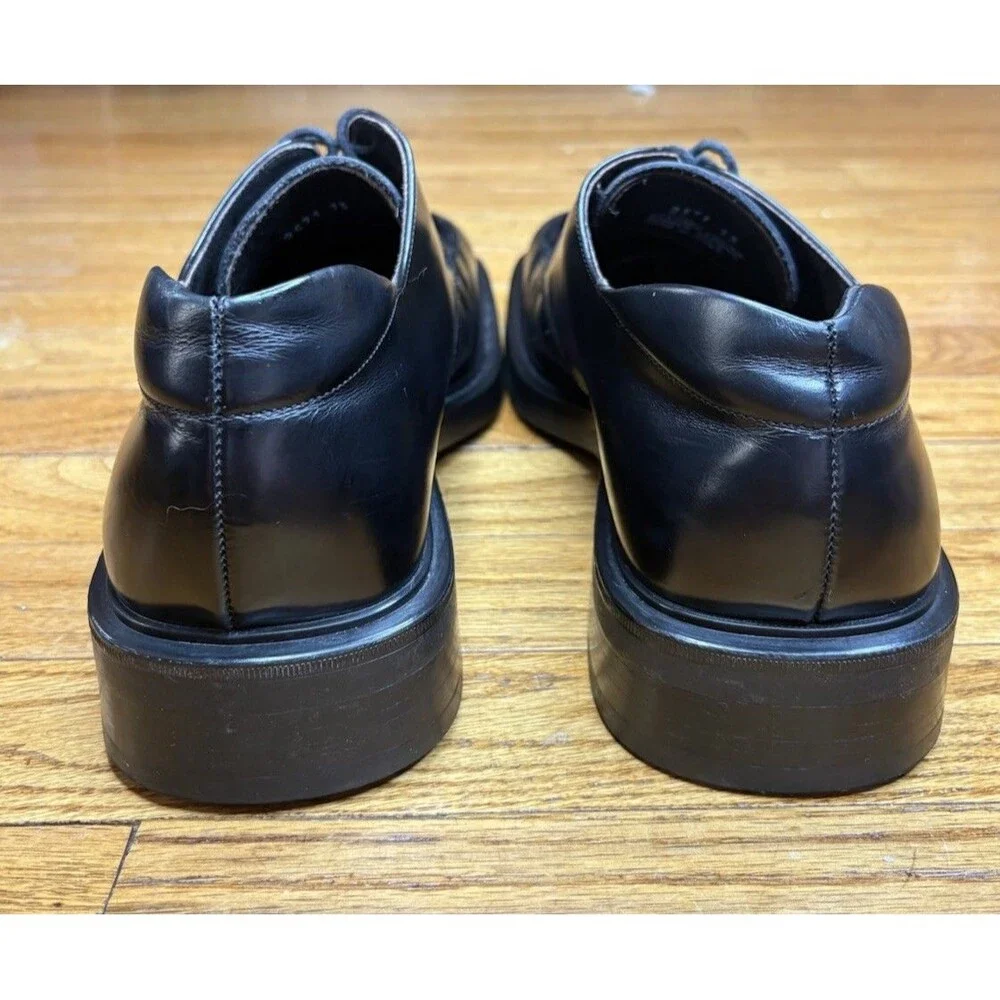 Boemos Men’s 14 Black Leather Vintage Style Dress Shoes Square Toe Derby Italy